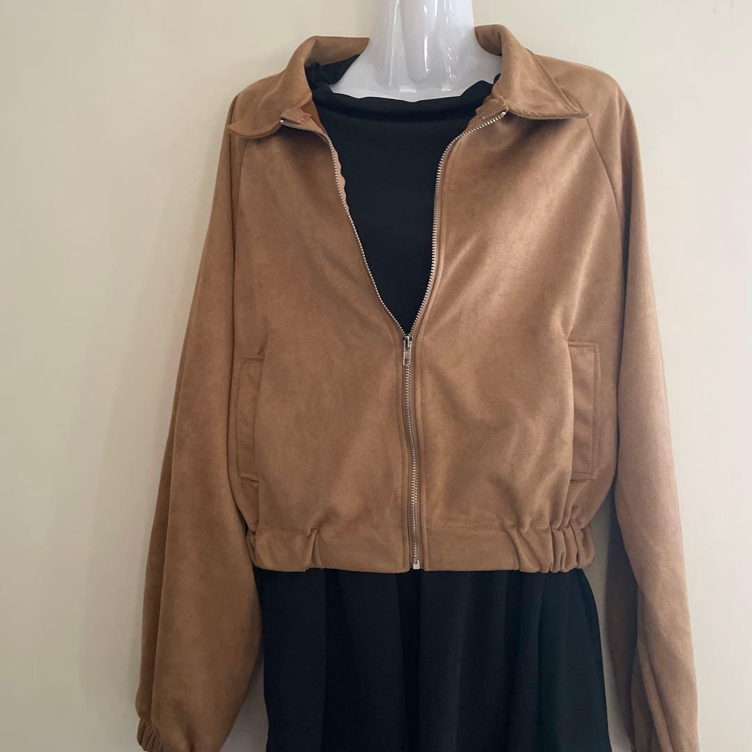 スエード調 ブルゾン ジャケット　3L ブラウン 秋冬 大きいサイズ　送料無料　ベージュ　_画像8