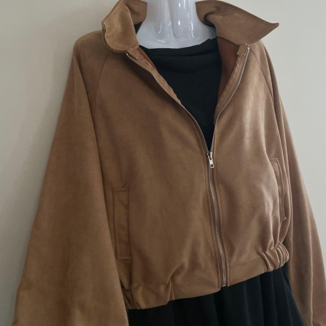 スエード調 ブルゾン ジャケット　3L ブラウン 秋冬 大きいサイズ　送料無料　ベージュ　_画像10