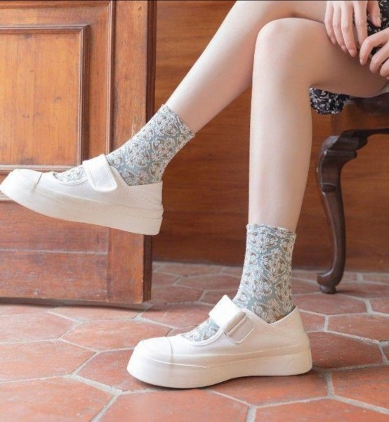 靴下 レディース クルーソックス 5足 セット おしゃれ 無地 ソックス 秋 冬 夏 春 花柄_画像6