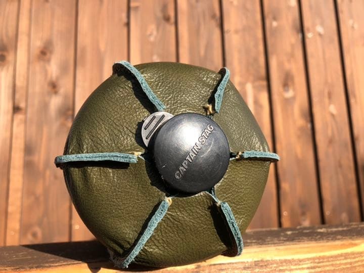 本革製！ガスカートリッジ500g用　カバー　ハンドメイド　モスグリーン_画像5