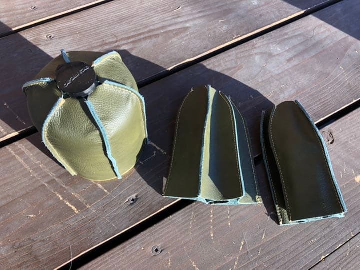 本革製！ガスカートリッジ500g用　カバー　ハンドメイド　モスグリーン_画像7