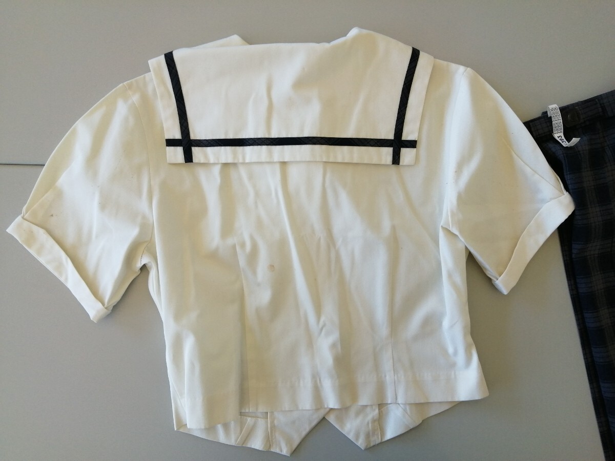  Okayama префектура [ Okayama префектура . Okayama юг средняя школа ] женщина форма 160A летняя одежда матроска + указание лента + летняя одежда юбка (W66.L54) Predichant школьная форма (2 поколение передний ) 3 позиций комплект 