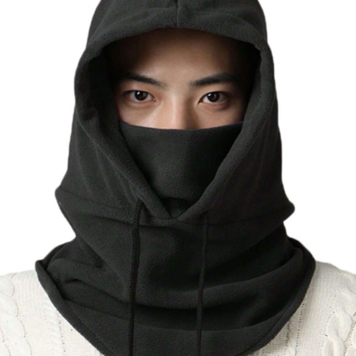 無地　ブラック　フードフェイスマスク　ネックウォーマー 日焼け止め　スカーフ_画像2