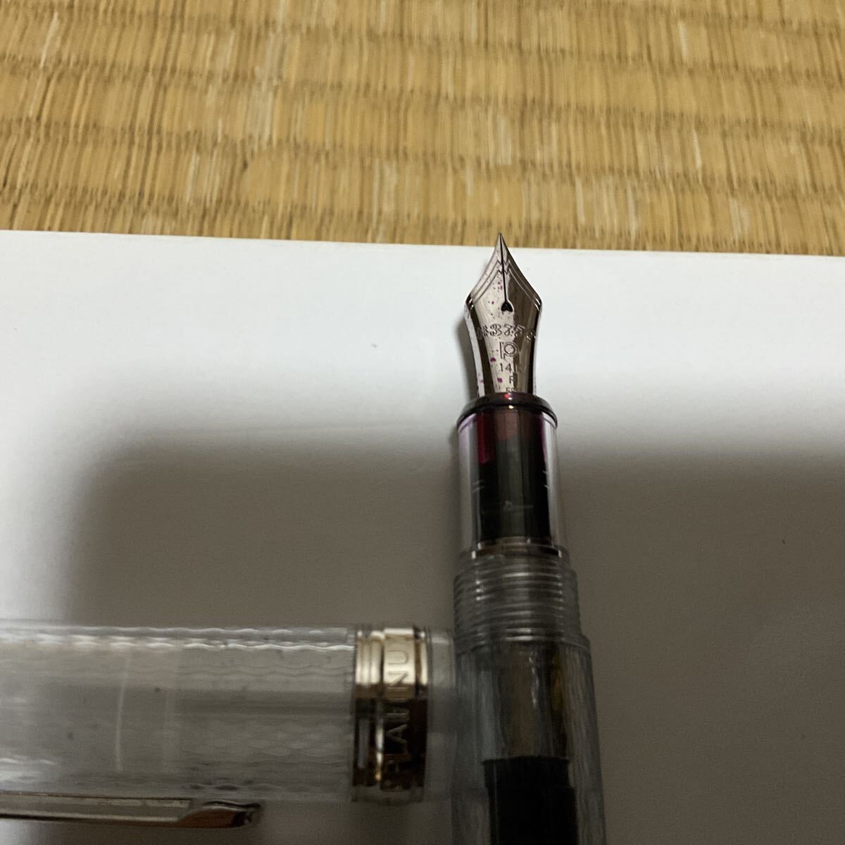 プラチナ 万年筆 #3776(センチュリー) 限定生産 「山中」 透明 模様付き F(細字)_画像3