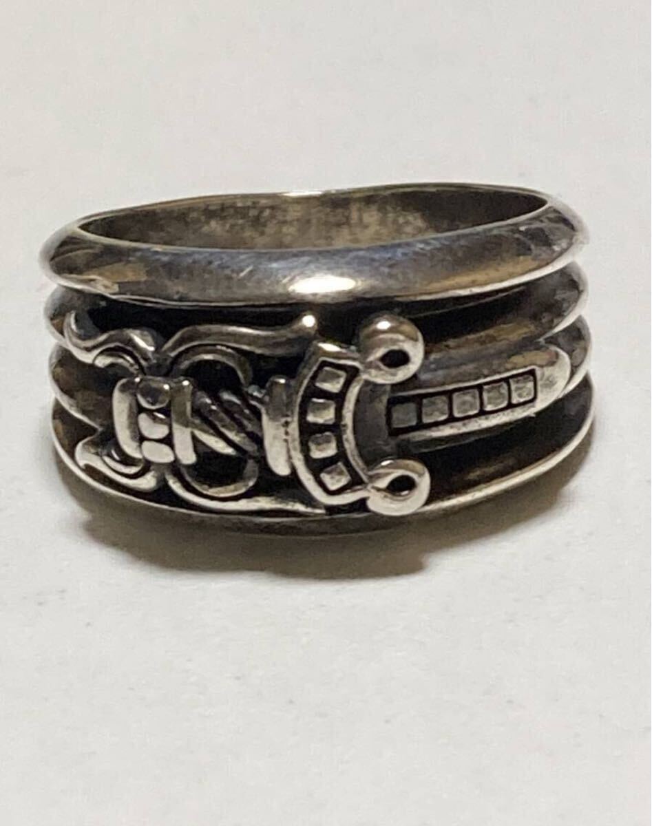 1円 良品 CHROME HEARTS クロムハーツ CH ダガー リング 20〜21号 シルバー925 USED _画像1