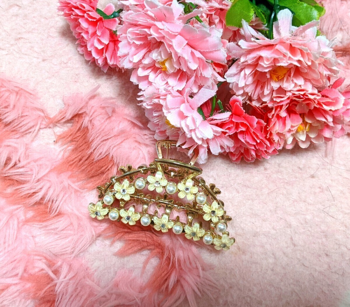 o цветок & жемчуг *biju-* Kirakira * Gold * вечеринка * стиль * надежно сделал * смещение нет *.* украшение для волос 