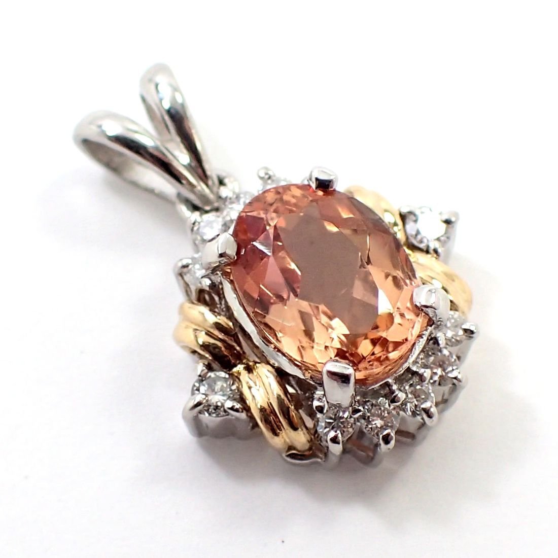 【吉村質店】Pt900/K18インペリアルトパーズ1.864ctダイヤモンド0.15ctペンダントトップ3.7gソーティング付_画像3