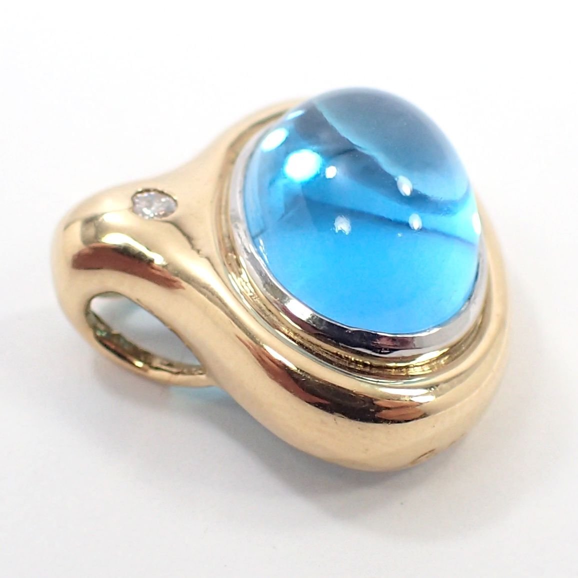 【吉村質店】石川暢子/アズタイムK18ブルートパーズ約9.8ｍｍ×13.3ｍｍダイヤモンド１石ペンダントトップ6.4g_画像4