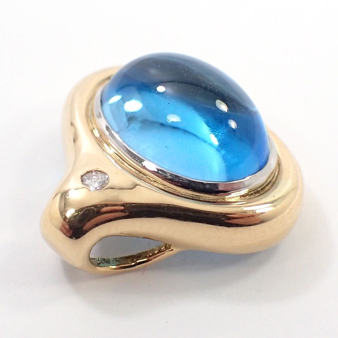 【吉村質店】石川暢子/アズタイムK18ブルートパーズ約9.8ｍｍ×13.3ｍｍダイヤモンド１石ペンダントトップ6.4g_画像5