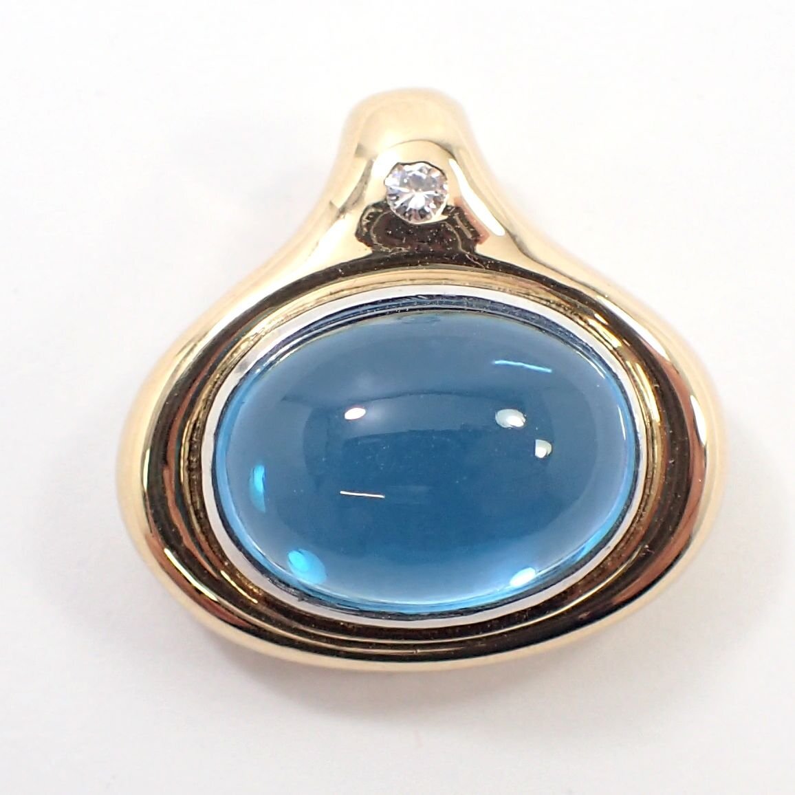 【吉村質店】石川暢子/アズタイムK18ブルートパーズ約9.8ｍｍ×13.3ｍｍダイヤモンド１石ペンダントトップ6.4g_画像2