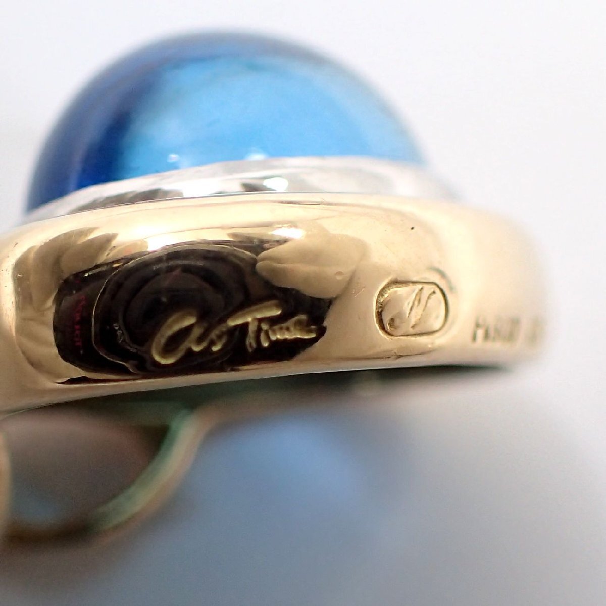 【吉村質店】石川暢子/アズタイムK18ブルートパーズ約9.8ｍｍ×13.3ｍｍダイヤモンド１石ペンダントトップ6.4g_画像7