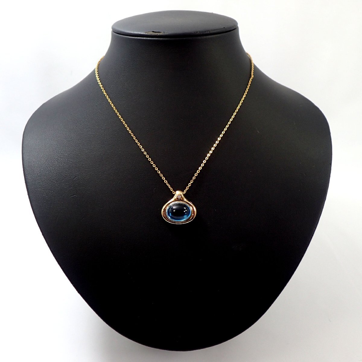 【吉村質店】石川暢子/アズタイムK18ブルートパーズ約9.8ｍｍ×13.3ｍｍダイヤモンド１石ペンダントトップ6.4g_画像9