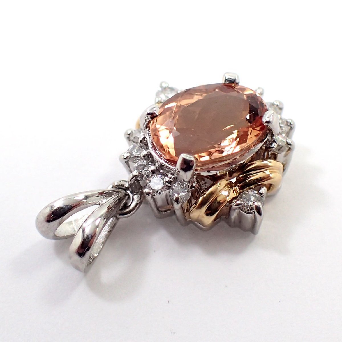【吉村質店】Pt900/K18インペリアルトパーズ1.864ctダイヤモンド0.15ctペンダントトップ3.7gソーティング付_画像5
