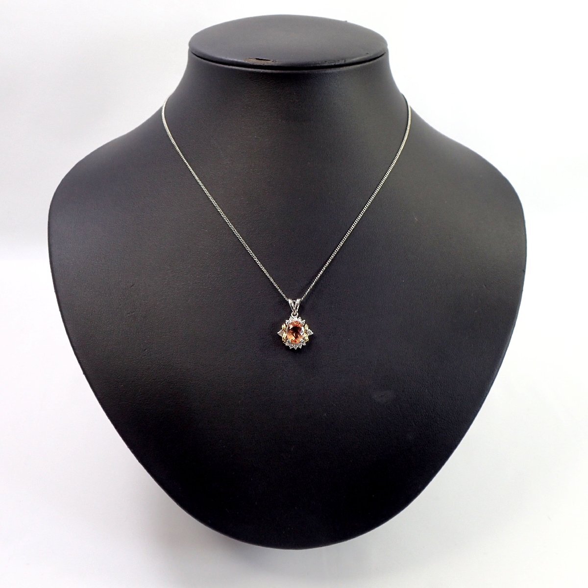 【吉村質店】Pt900/K18インペリアルトパーズ1.864ctダイヤモンド0.15ctペンダントトップ3.7gソーティング付_画像9