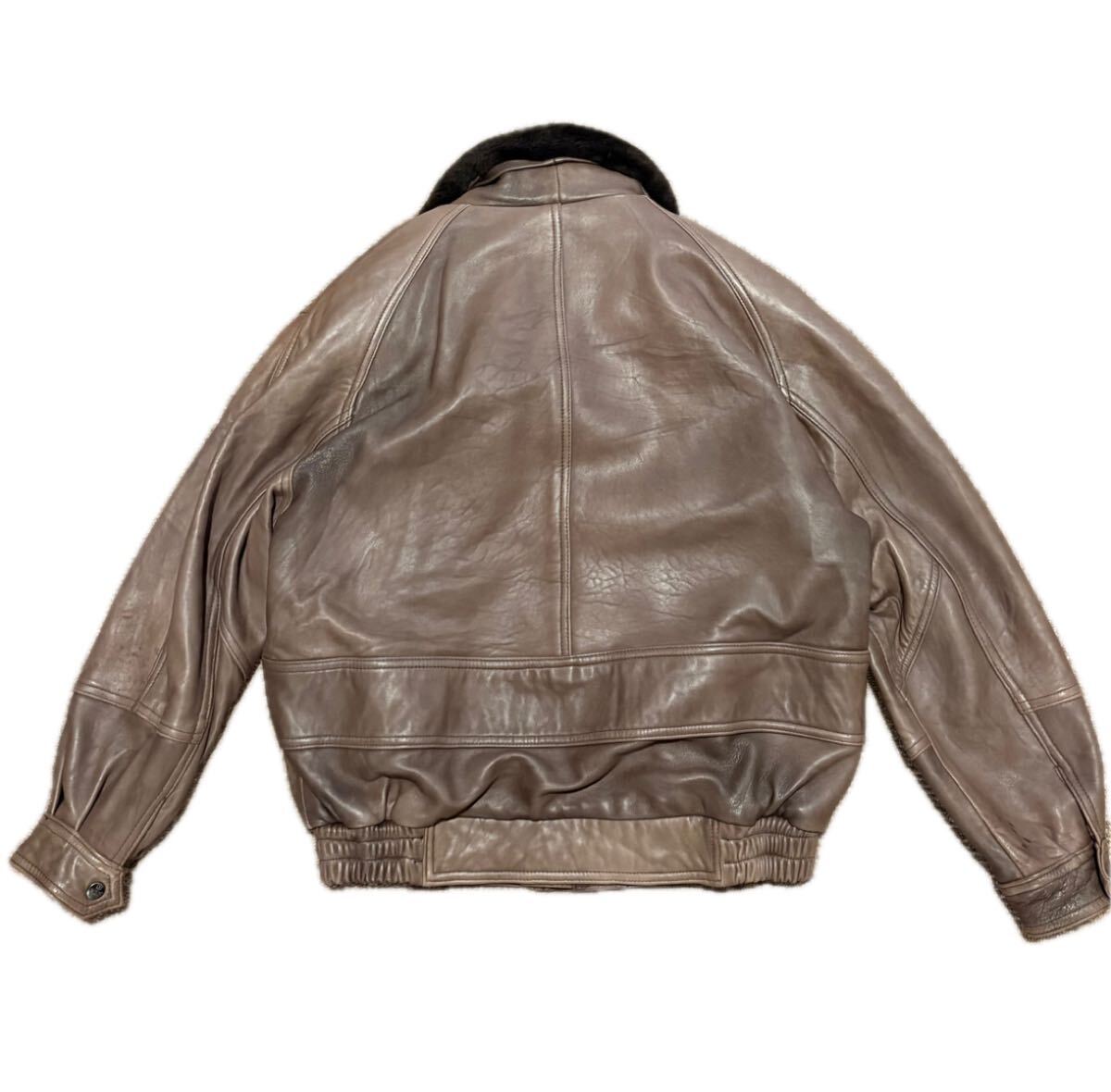 80s 上質 ビンテージ レザージャケット 本革 羊革 フライトジャケット G-1 A-2 Lライナー ラムレザー ボンバー ジャケット リアルレザー_画像2