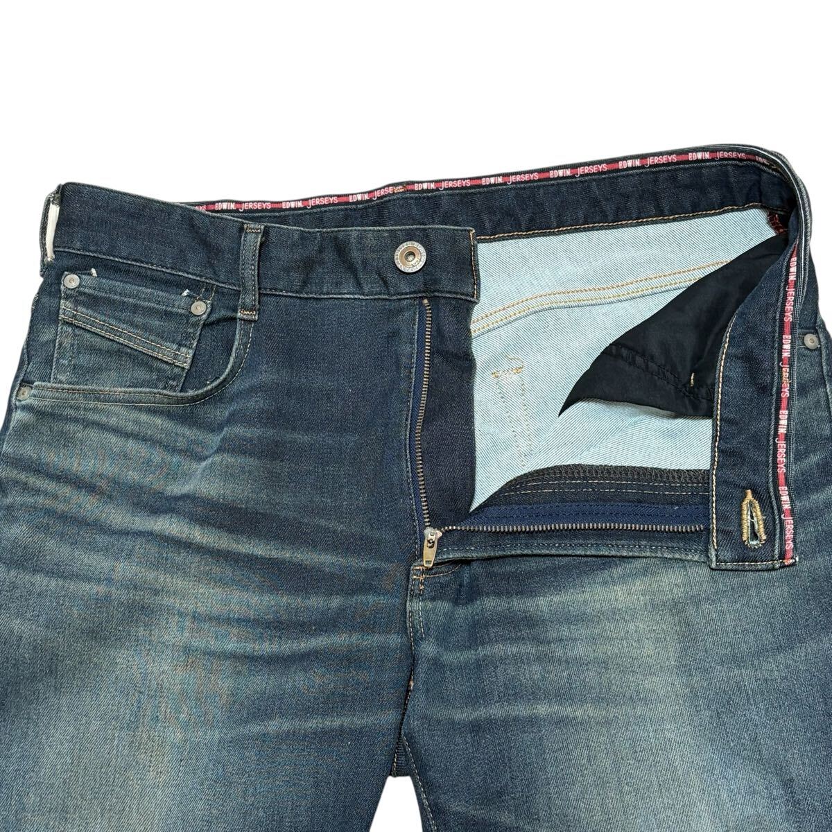 漢の1着 エドウィン EDWIN JERSEYS ジャージーズ ER03 W36 XL ストレート メンズ ジーパン デニム ストレッチデニム 日本製 ユーズド加工_画像4