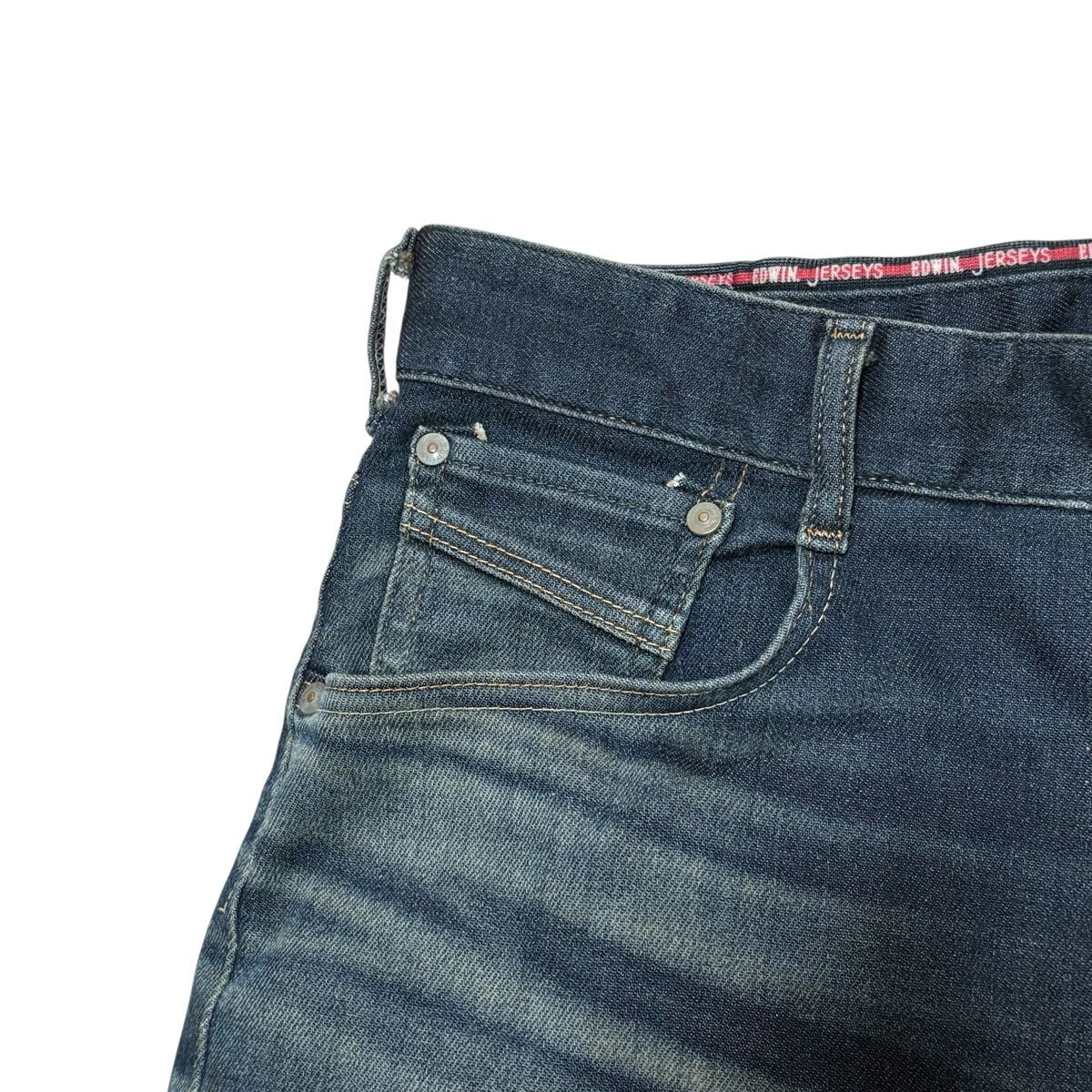 漢の1着 エドウィン EDWIN JERSEYS ジャージーズ ER03 W36 XL ストレート メンズ ジーパン デニム ストレッチデニム 日本製 ユーズド加工_画像6