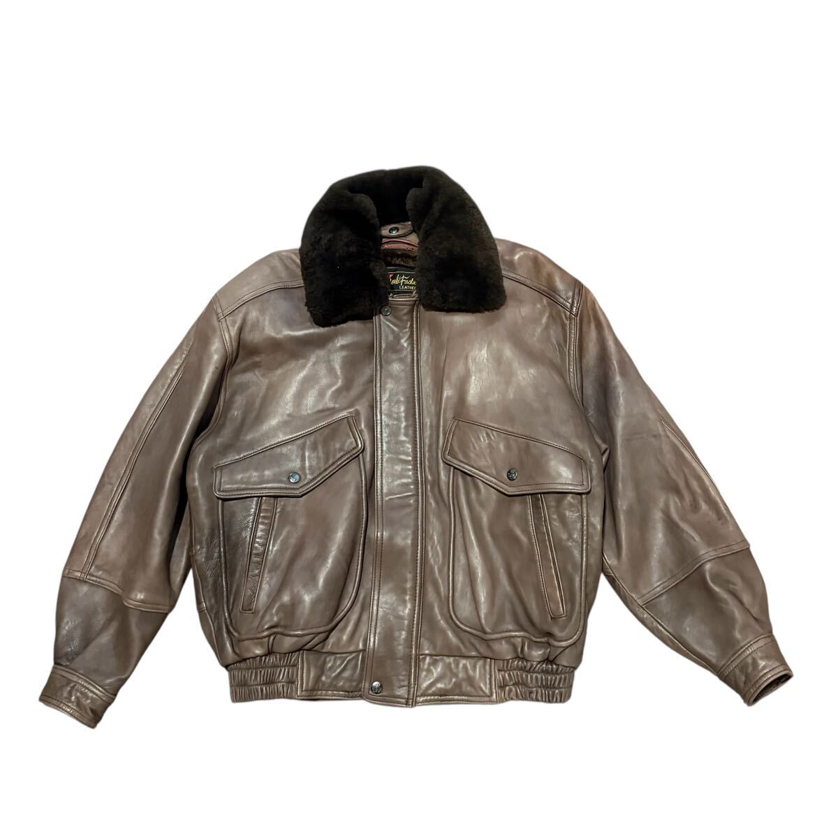 80s 上質 ビンテージ レザージャケット 本革 羊革 フライトジャケット G-1 A-2 Lライナー ラムレザー ボンバー ジャケット リアルレザー_画像1