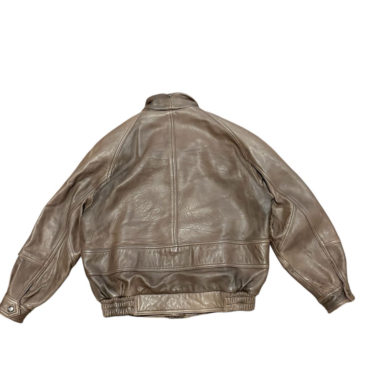 80s 上質 ビンテージ レザージャケット 本革 羊革 フライトジャケット G-1 A-2 Lライナー ラムレザー ボンバー ジャケット リアルレザー_画像4