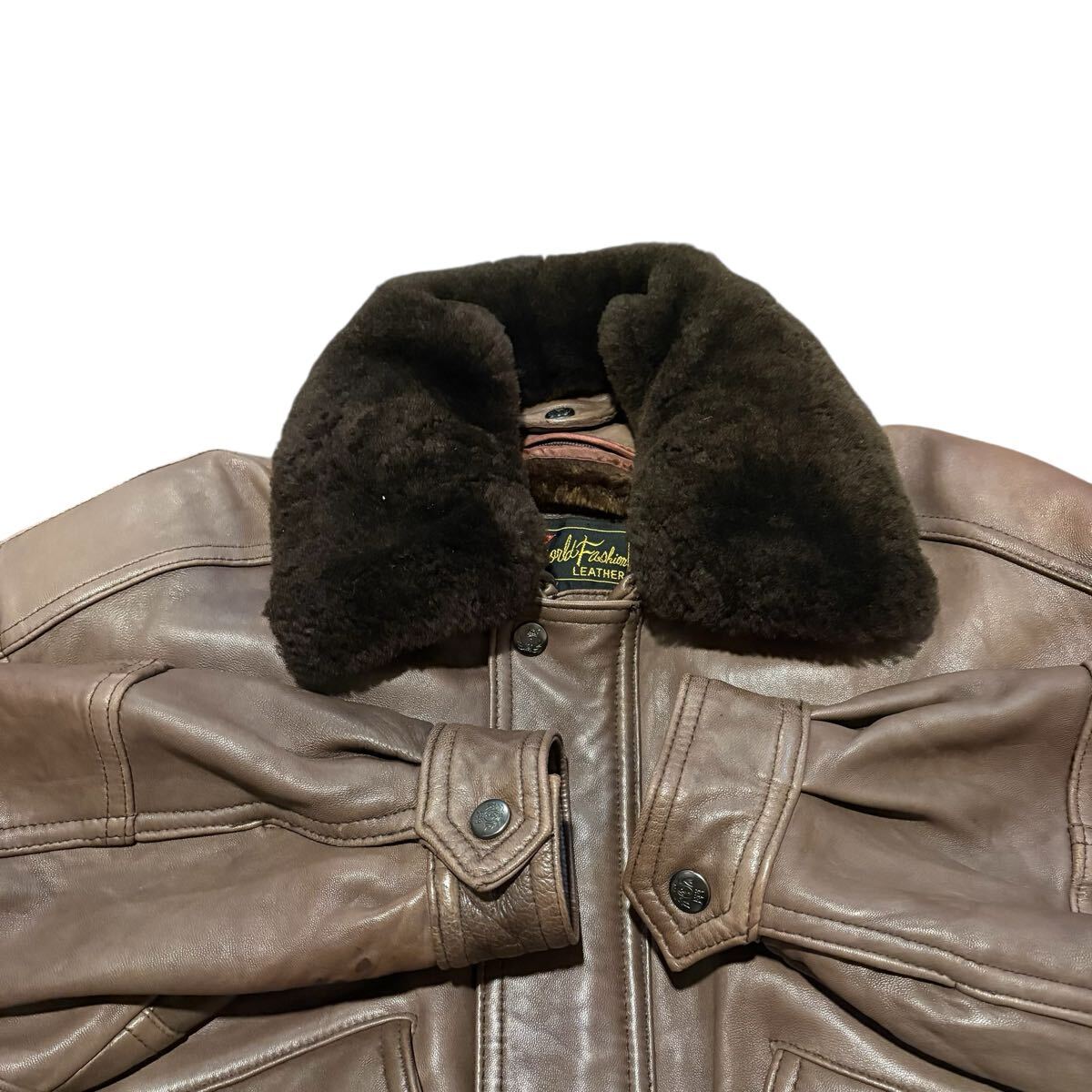 80s 上質 ビンテージ レザージャケット 本革 羊革 フライトジャケット G-1 A-2 Lライナー ラムレザー ボンバー ジャケット リアルレザー_画像5