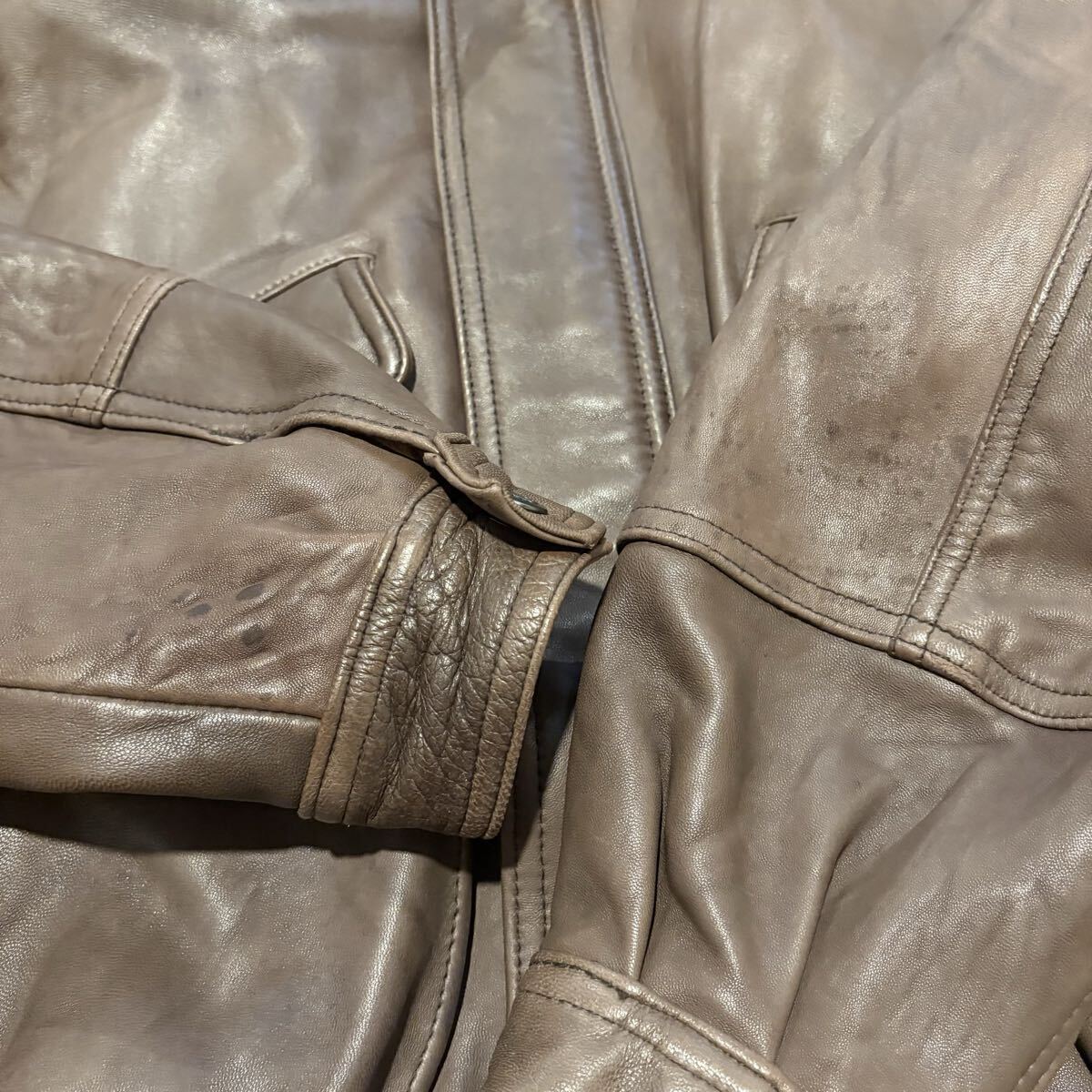 80s 上質 ビンテージ レザージャケット 本革 羊革 フライトジャケット G-1 A-2 Lライナー ラムレザー ボンバー ジャケット リアルレザー_画像8