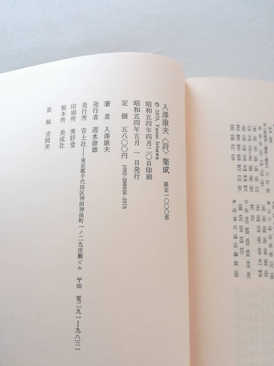 Ｆ　入澤康夫〈詩〉集成　限定1000部　昭和54年　青土社　1951～1978_画像8