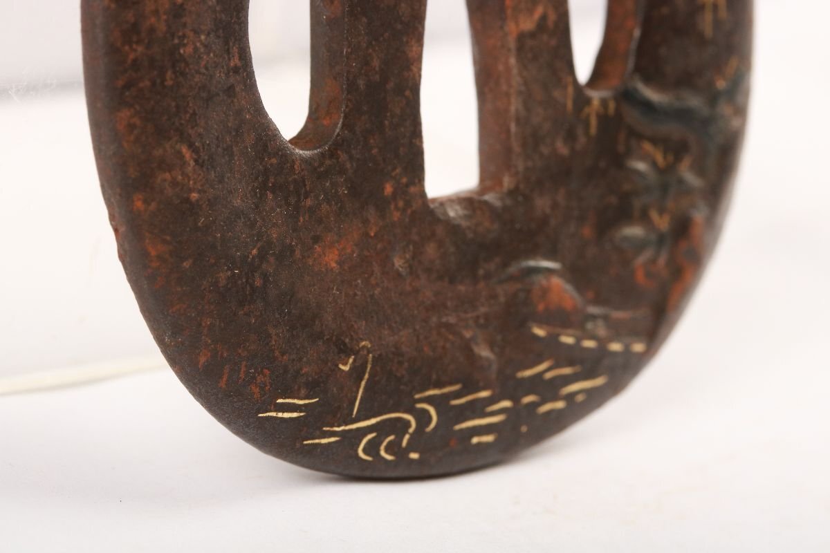 [.. магазин .] меч . изобразительное искусство / Edo период / нет ./ металлический металлы .. ландшафт map круг форма гарда меча /K-1124( поиск ) антиквариат / гарда меча /./ японский меч / меч принадлежности 