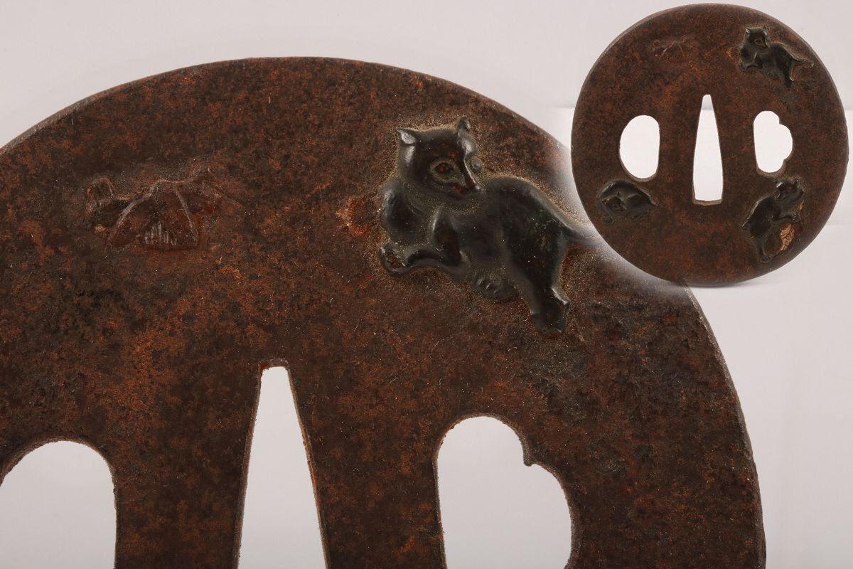 [.. магазин .] меч . изобразительное искусство / Edo период / нет ./ металлический земля .. цветная роспись . map круг форма гарда меча /K-1096( поиск ) гарда меча /./ японский меч / меч принадлежности 