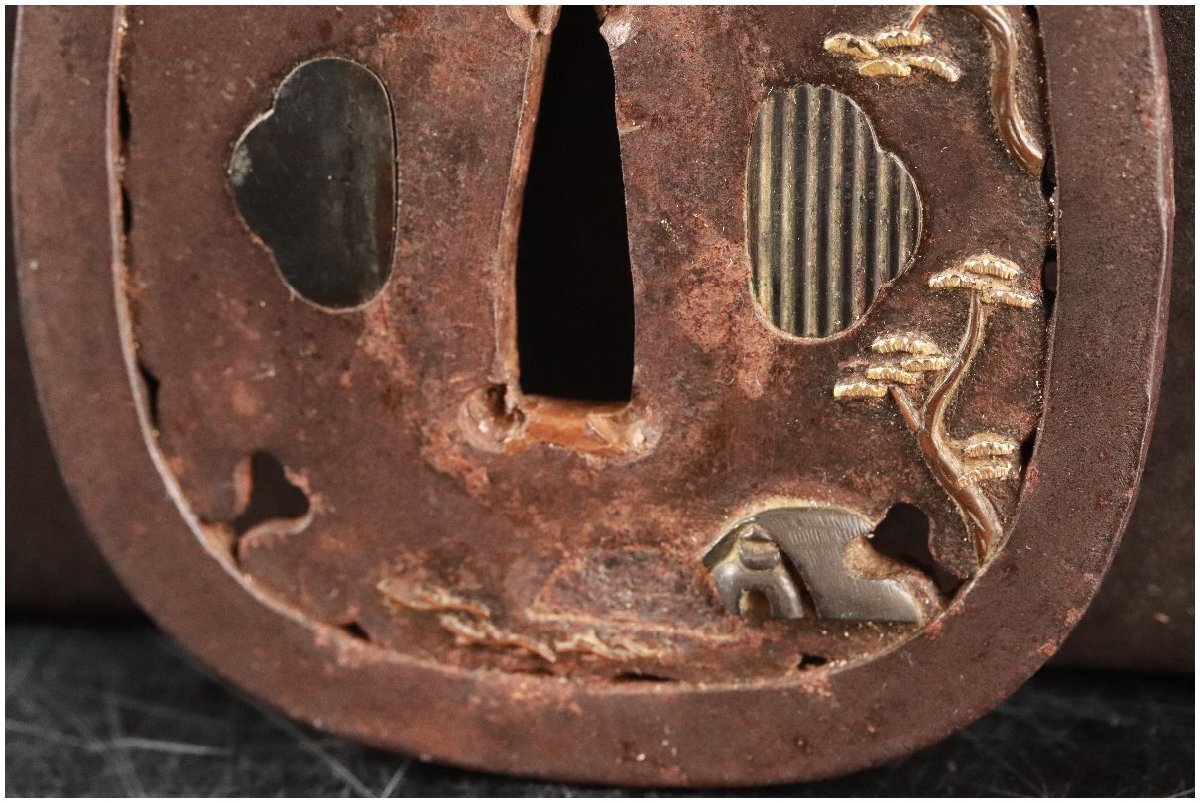 [.. магазин .] меч . изобразительное искусство / Edo период / нет ./ металлический металлы .... глаз ... Matsushita . Япония дом магазин .. квадратная форма гарда меча /150g/K-666( поиск ) гарда меча /./ японский меч / меч принадлежности /. голова / глаз .