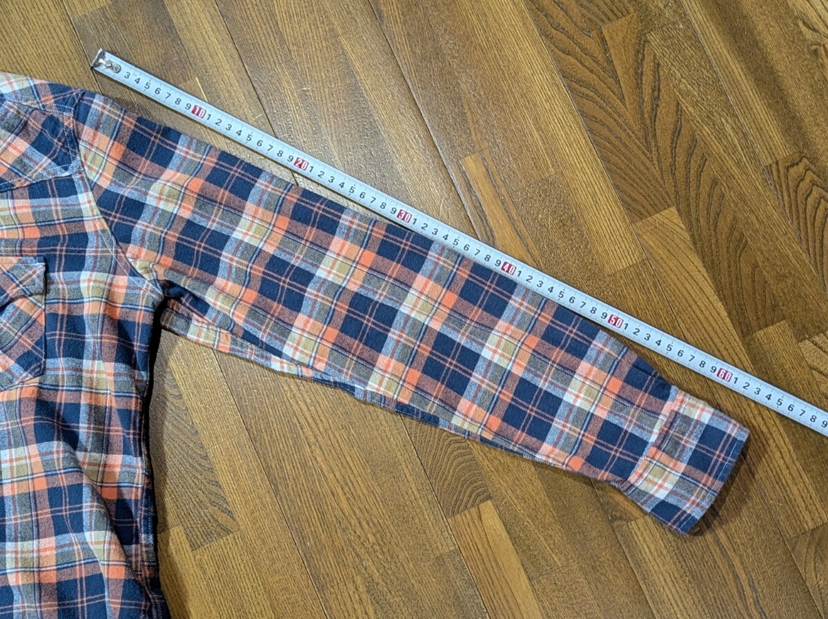 Dickies ネルシャツ Slim Fit XLサイズ ウエスタンシャツ チェック柄 長袖 ディッキーズ オレンジ / ブルー_画像8