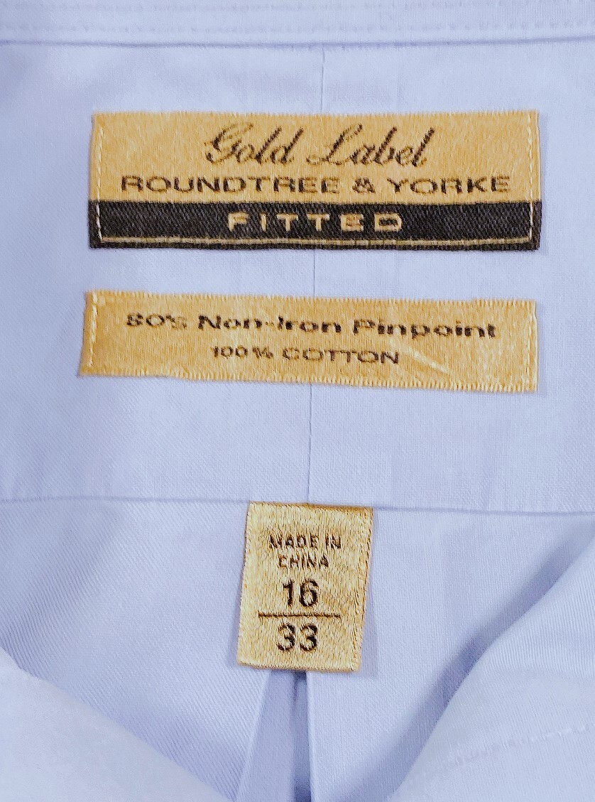 年末特価 ROUNDTREE&YORKE ライトブルー 長袖レギュラーカラーシャツ 16 L (US-FIT) US輸入本場古着 PVB-219_画像4