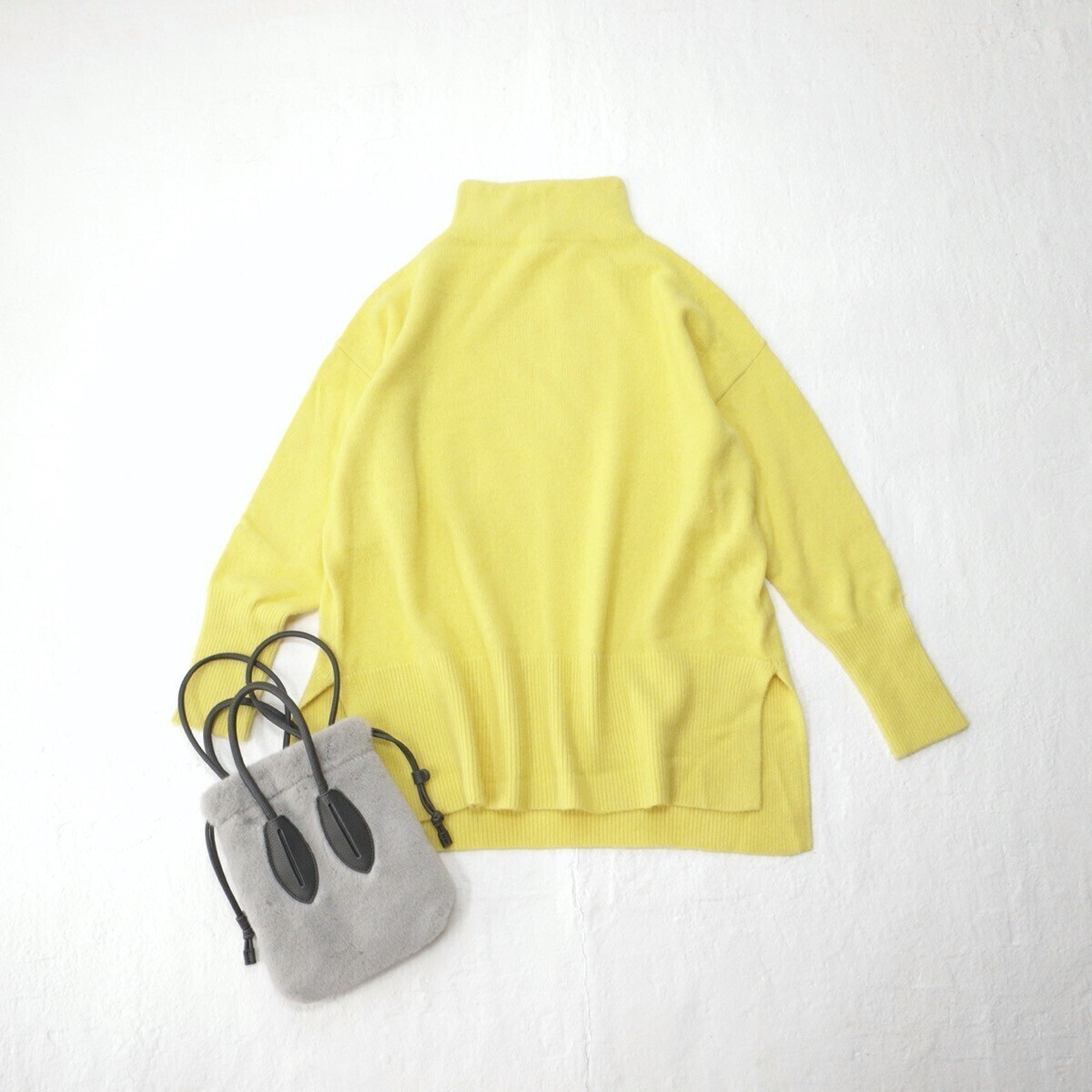 美品*ADAM ET ROPE|ふんわりフォックスファー♪イエローニット(アダム エ ロペ)_画像3