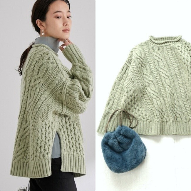 【送料無料】 美品*1.3万 ADAM ET ROPE｜ケーブル編み♪アランニット（アダム エ ロペ）_画像1