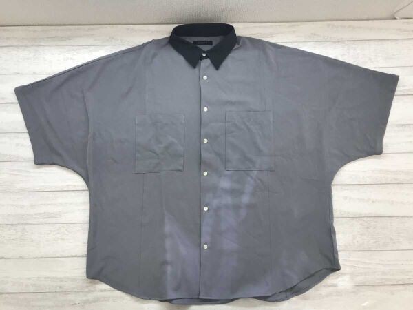 RAGEBLUE レイジブルー ドメスティック レトロ モード 古着 ドルマンスリーブ ワイド ざっくり 半袖シャツ メンズ F グレー_画像1