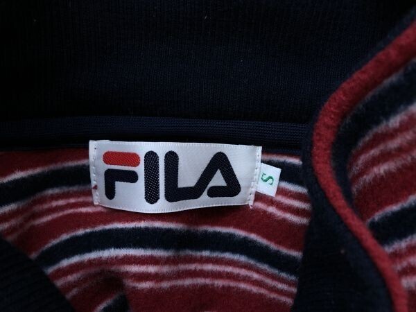  filler FILA спорт б/у одежда окантовка половина Zip с высоким воротником тянуть надкрылок lease жакет мужской полиэстер 100% S красный / темно-синий 