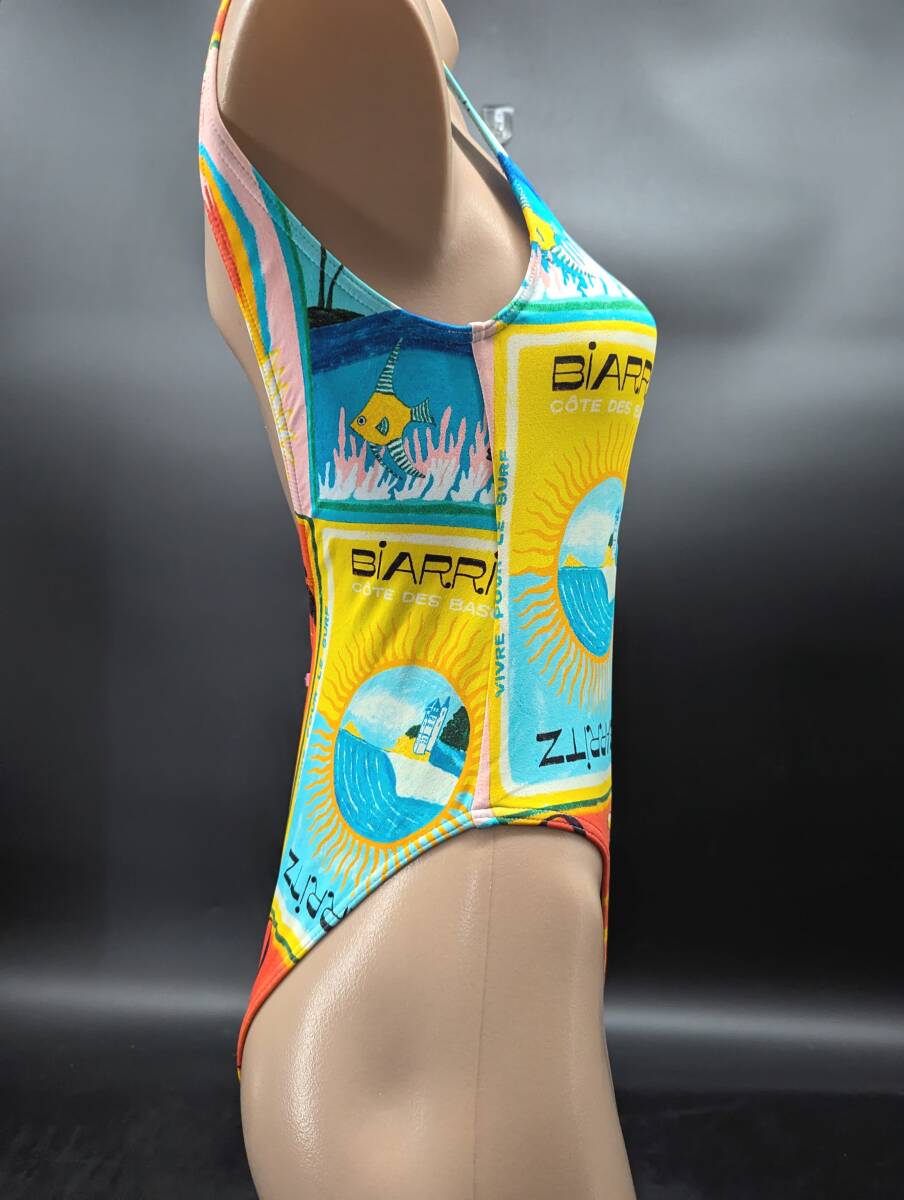 8729C 送料185円♪ ROXY ロキシー HAWAII ハワイアン柄 パームツリー ハイカット スイムウエア 水着 Sサイズ_画像3