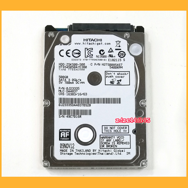 ●HDD●日立 500GB HTS545050A7E380 初期化済み SATA ハードディスク 2.5インチ●_画像1