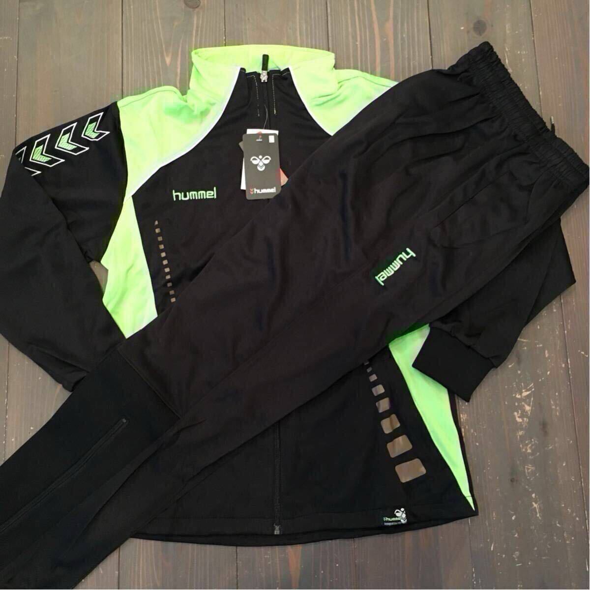 【新品】hummelジャージ上下セットサイズＬ(160～169)黒緑_画像2