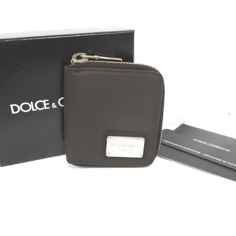 ID85195 ドルチェアンドガッバーナ D&G ドルガバ コインケース ラウンドファスナー ナイロン こげ茶系 ユニセックス DOLCE&GABBANA 中古_画像1