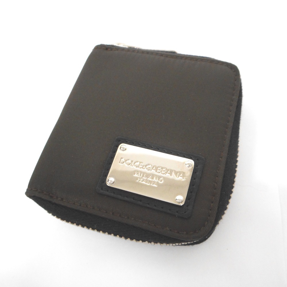 ID85195 ドルチェアンドガッバーナ D&G ドルガバ コインケース ラウンドファスナー ナイロン こげ茶系 ユニセックス DOLCE&GABBANA 中古_画像2