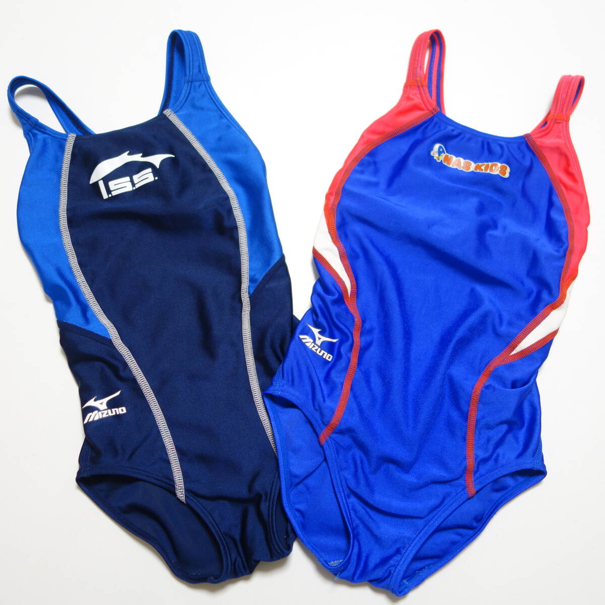989■I.S.Sイトマン/NAS KIDS スイミング ミズノ製 競泳水着/110・120/2枚セット 【送料300円】_画像1