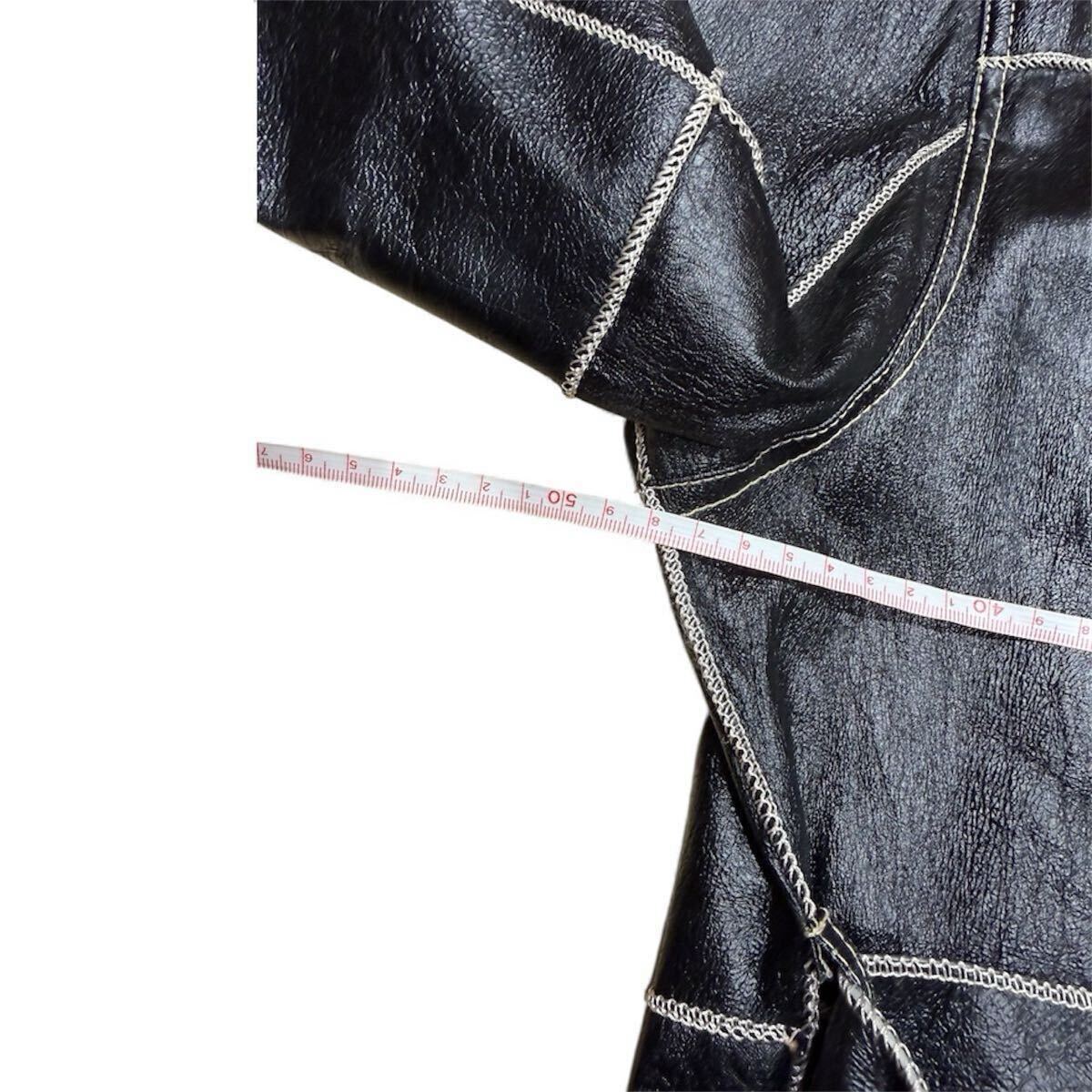 1円〜!未使用品 毛皮コート毛皮ブラック 黒 レザー ファー ミドル丈 着丈約86cm 身幅約48cm Mサイズ_画像10