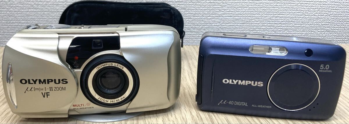 1円〜!OLYMPUS オリンパス μ mju II ZOOM VF μ-40 DIGITALブルー コンパクトフィルムカメラ カメラ まとめ 現状品_画像1