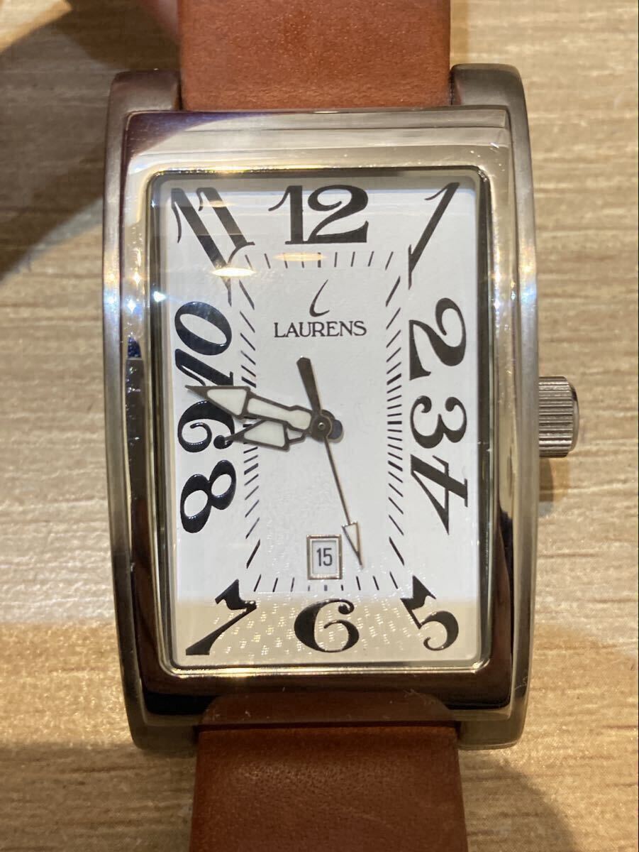 1円〜！　LAURENS 腕時計　電池切れ　ローレンス　アンティーク調　クォーツ　スクエア_画像2