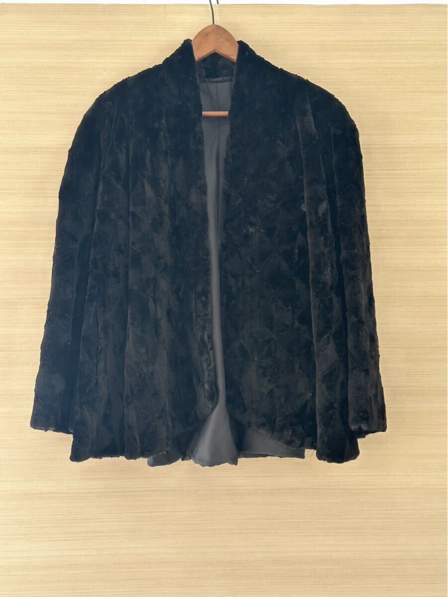 1円〜!【美品】 ミンク コート ハーフコート リアルファー 黒 毛皮 MINK シェアードミンク デザインコート_画像1