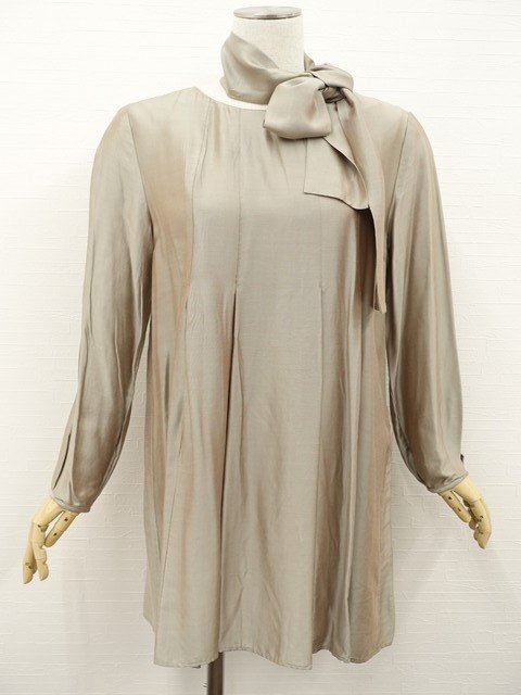 定価\33,000 新品タグ付 ウンディッチノーベ UNDICI NOVE ひざ丈 パフスリーブ 長袖 ワンピース フォーマル 38 カーキゴールド_画像1