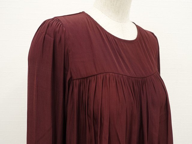 訳あり未使用品 クローラ CROLLA 洗える トランペットスリーブ 七分袖 ラウンドネック POブラウス 36 ボルドー 【メール便可】_画像2