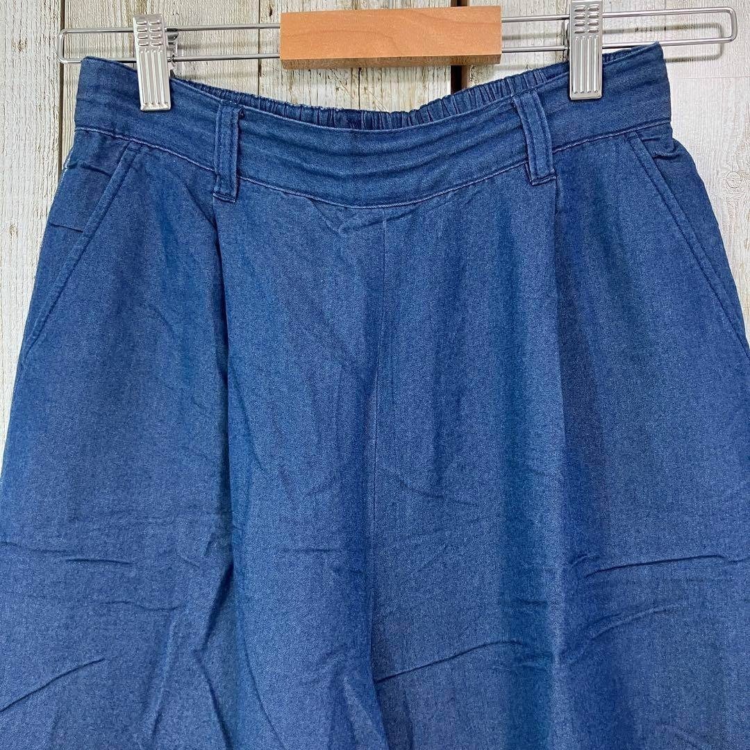 ☆a.v.v standard アーヴェヴェ スタンダード☆ガウチョパンツ ワイドパンツ M アンクル ブルー レディース ワンタック レーヨン混 I5990_画像2