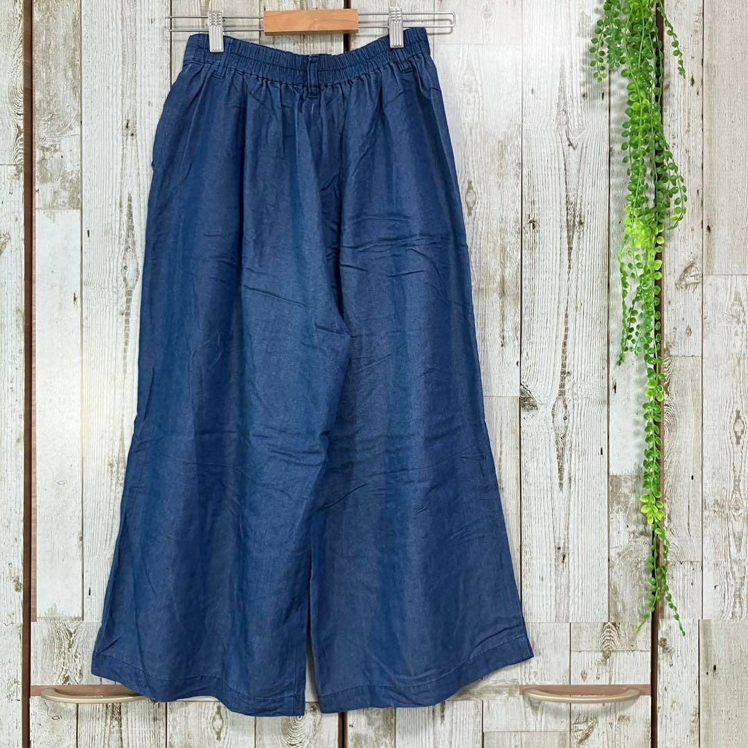 ☆a.v.v standard アーヴェヴェ スタンダード☆ガウチョパンツ ワイドパンツ M アンクル ブルー レディース ワンタック レーヨン混 I5990_画像5