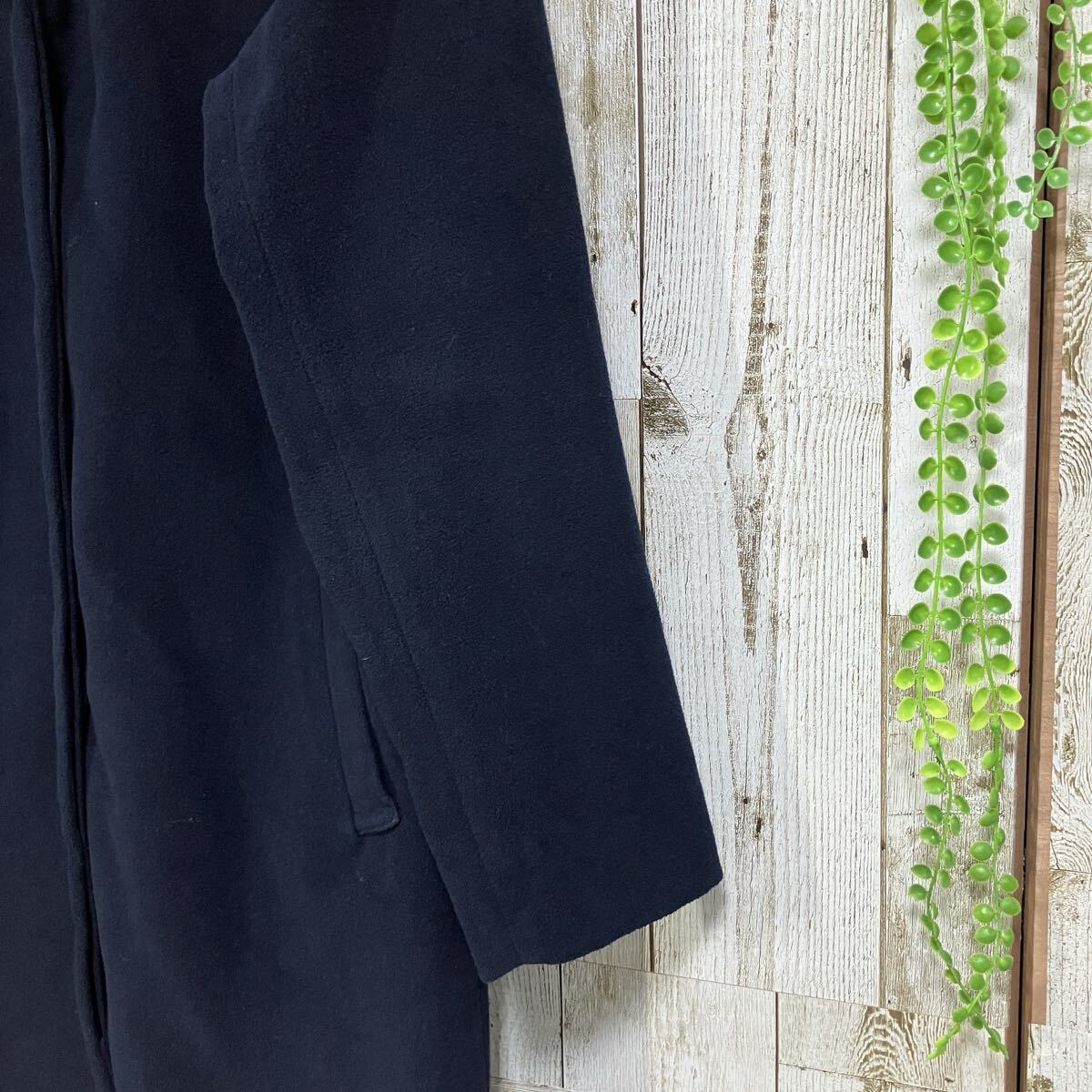 [訳あり]☆ショコラフィネローブ chocol raffine robe☆コート アウター 比翼ボタン 起毛 ネイビー F フード レディース [送料無料] y6369_画像7